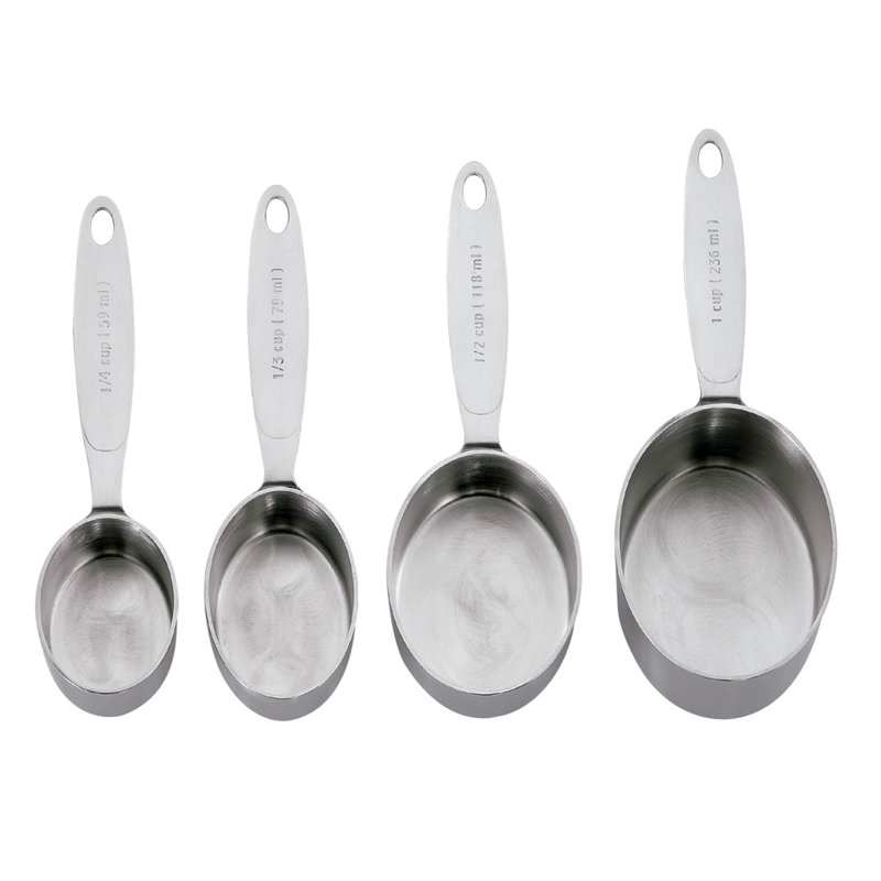 Cuisipro 4 Piece Stainless Steel Measuring Cup Set, Stackable Design, Cup & Millilitre Measurements