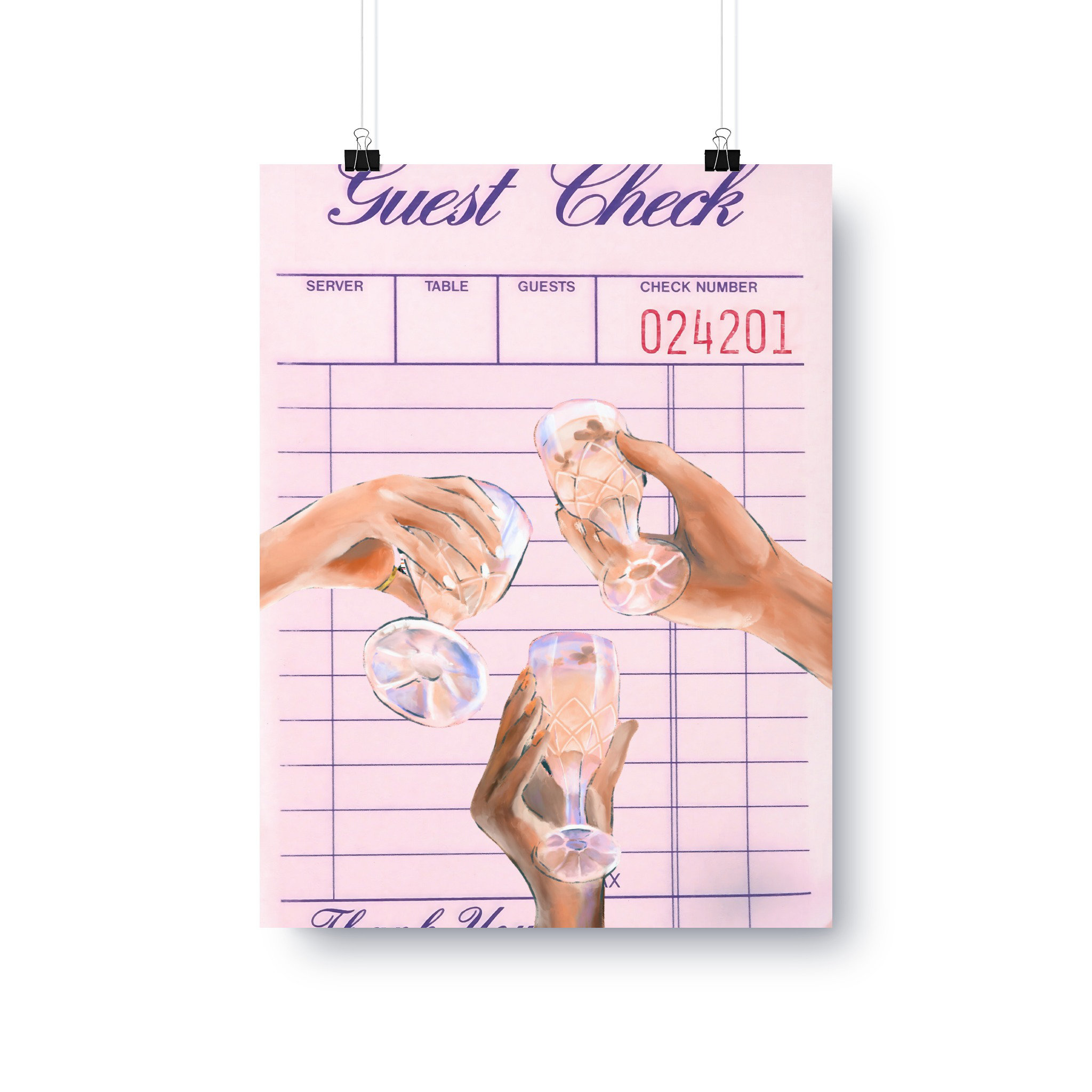 Happy Larry Guest Check Wall Art, Champagne Toast Poster, Aesthetic ...
