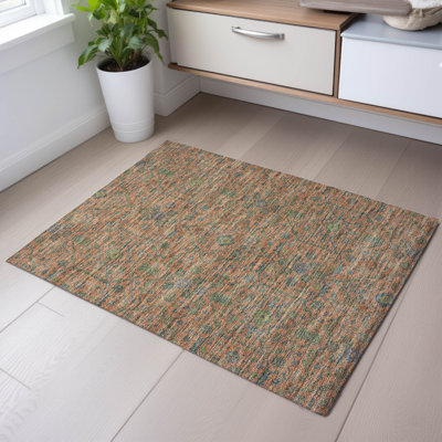 Premium Machine Washable Ducote AMF1131 Global Rug