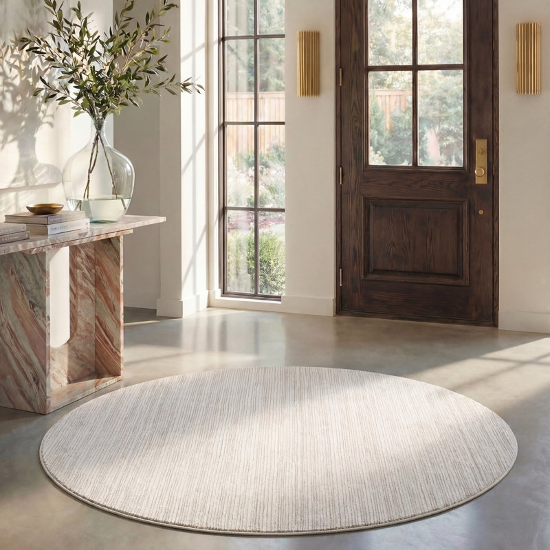 Ahitana Performance Solid Color Rug, Round 6'7"