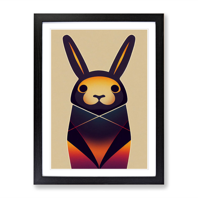 Rabbit Abstract - Single Picture Frame Print, Black, 64cm H x 46cm W x 2cm D