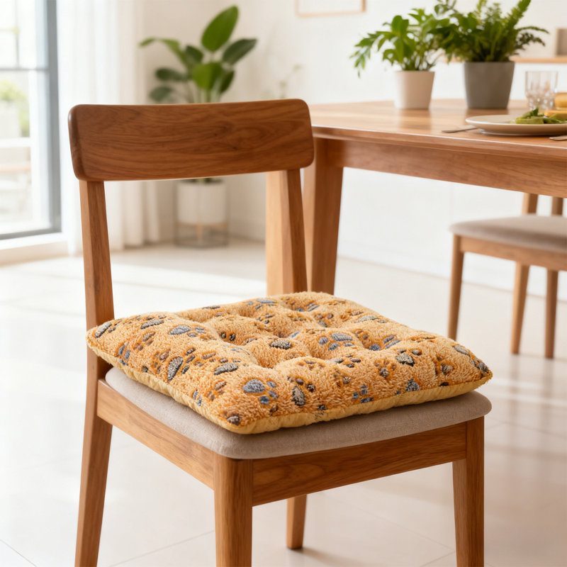 Thick Warm Plushs Seat Cushions Suitable For Winter Office And Home Use Featuring A Cute Cats Paw Print Drawing Ideal For Home Decoration