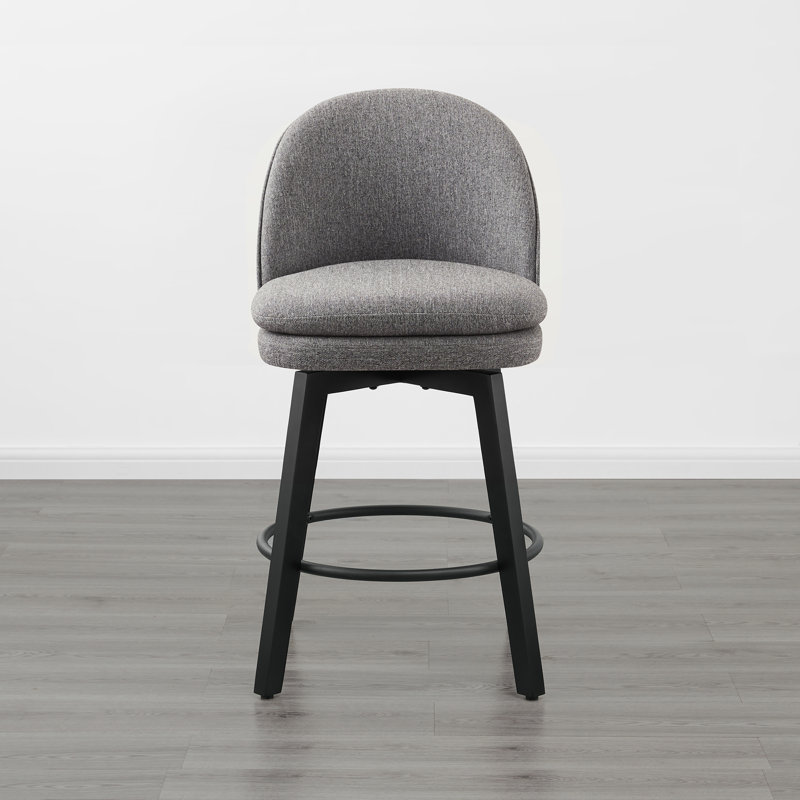 Tabouret de comptoir pivotant rembourré Mckenli, Gris foncé, 2
