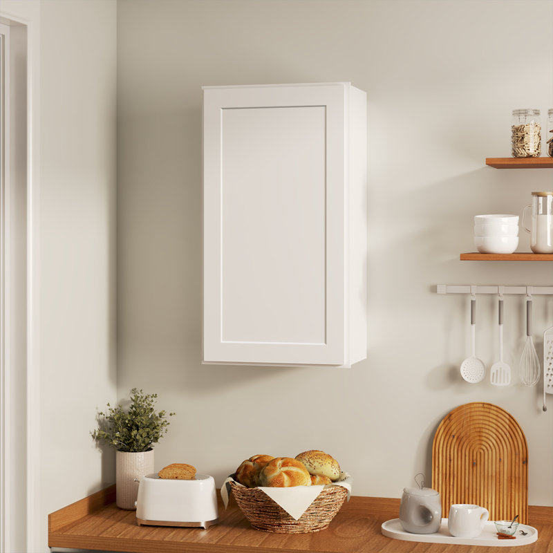 Meuble mural standard HOMEIBRO Cozy Design, en contreplaqué blanc Shaker, prêt à assembler, 53 cm (L) x 30,5 cm (P) x 106,5 cm (H).
