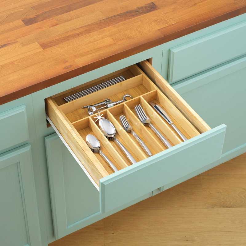 Natural Bamboo 7-Compartment Flatware Drawer Organizer
