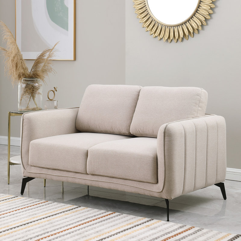 Ballycor Modern Scandi Style Fabric Living Room 2 Seater Sofa, Beige