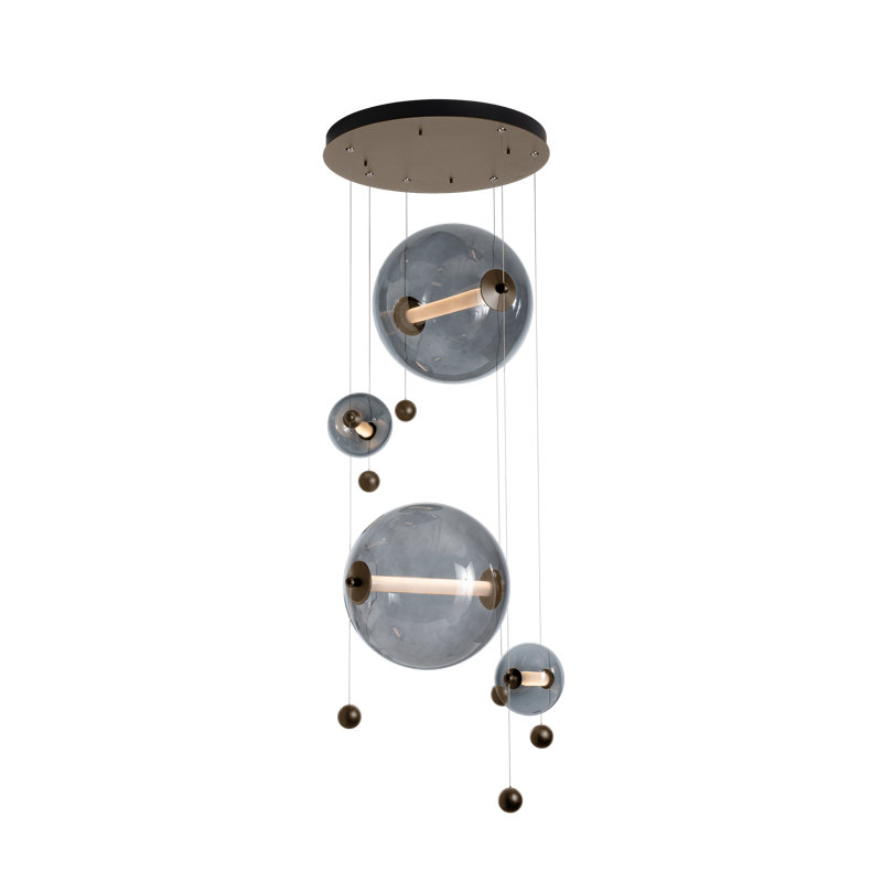 Abacus 4 - Light Cluster Globe LED Pendant, Cool Gray, Bronze