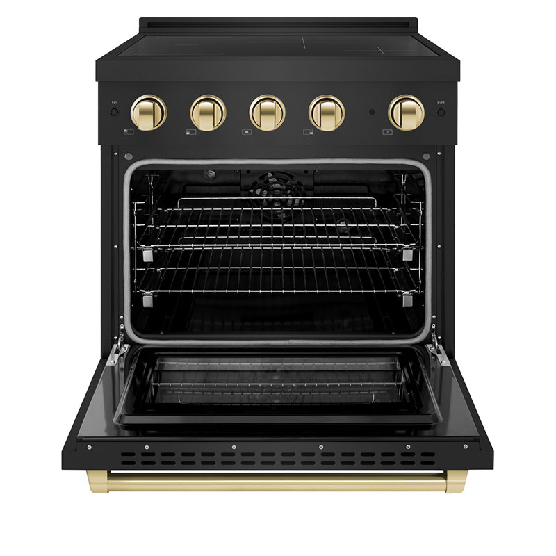 ZLINE Autograph 30 in. Paramount Induction Range with 4 Element Cooktop & Matte Black Accents, Polished Gold