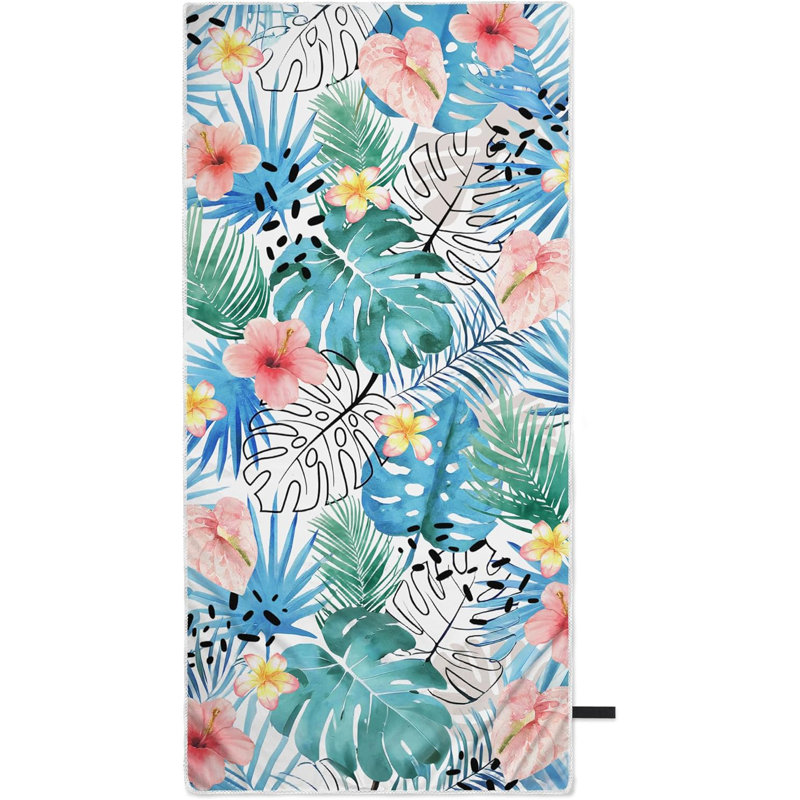 Tropical Leaves Floral Beach Towels Lightweight Microfiber Towel for Beach Pool Travel Yoga Spa 60" x 78"