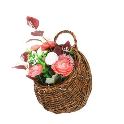 Panier à fleurs mural en osier fait à la main pour plante Chlorophytum comosum en panier pour porte d'entrée, maison, jardin