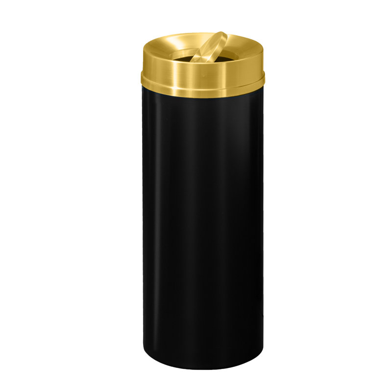 Poubelle Glaro Tip Action - 12 gallons - Corps noir satiné / couvercle en aluminium satiné, Noir satiné et aluminium satiné