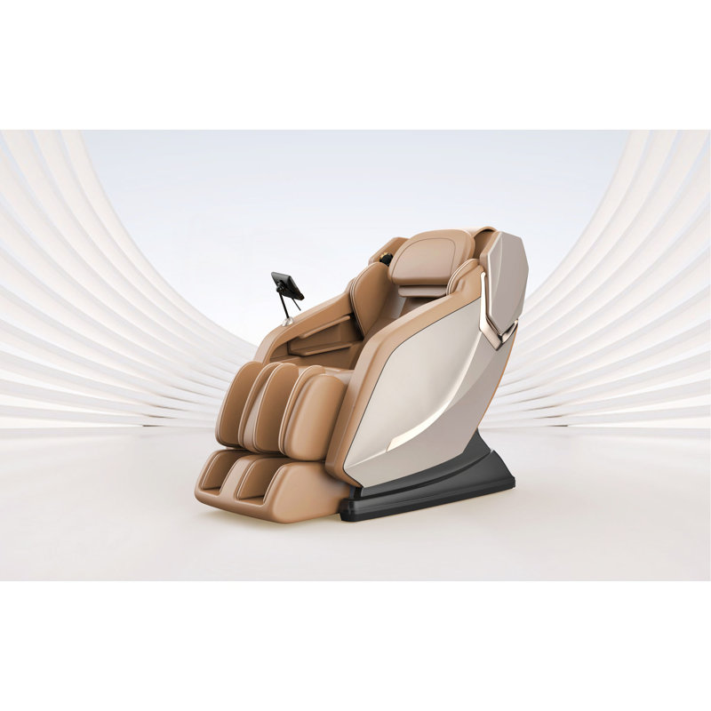 Fauteuil inclinable L-Track avec fauteuil gonflable et massage à plein corps avec écran LCD, Brun