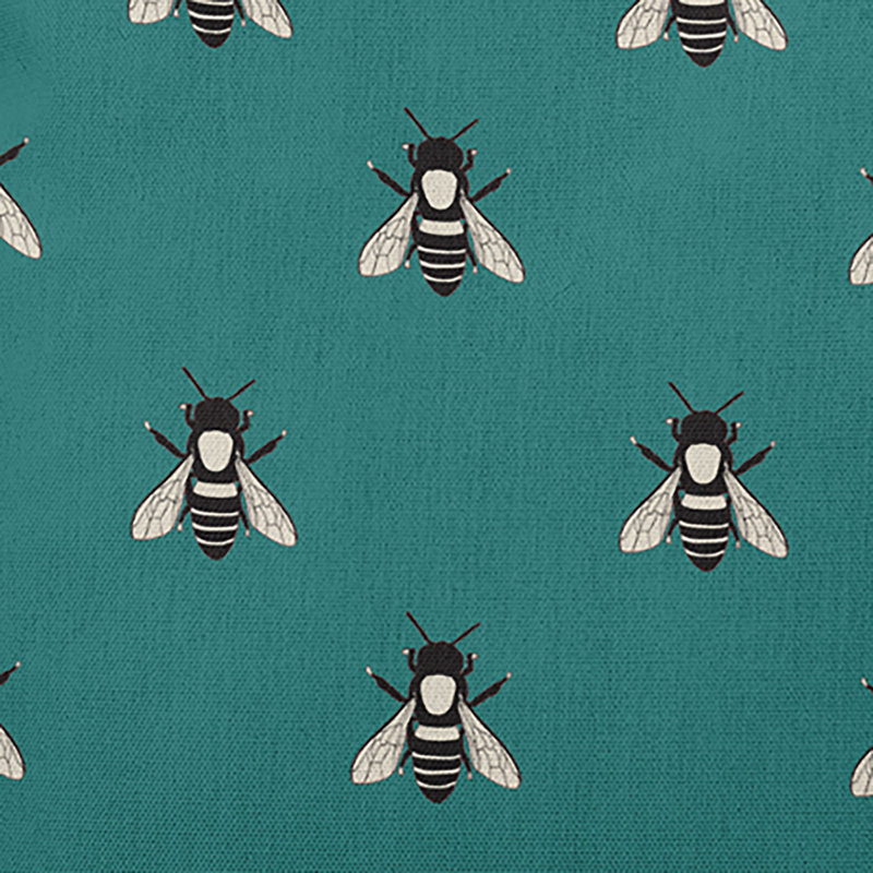 Coussin intérieur / extérieur Bee Buzz, H 14 po x l 20 po, Bleu sarcelle, Rectangle