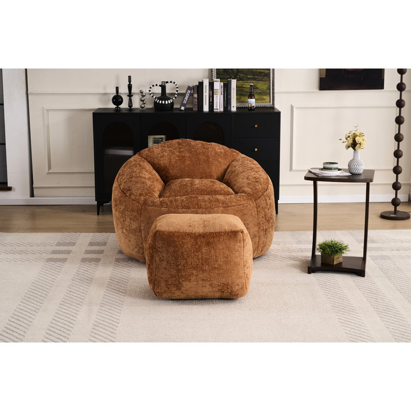 Foam Bean Bag Lazy , Chenille Fabric Covering, 42.52In Diameter, 20.47In Height, And Comfortable, Multi Filled Chair, Fabric, Enhances Room Decor, Multi-Functional Seat