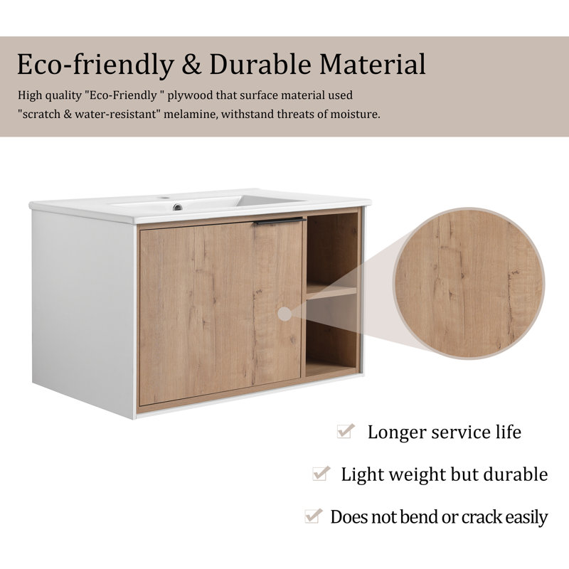 Ensemble de meuble-lavabo simple 30,47 po avec plateau en pierre Dejania