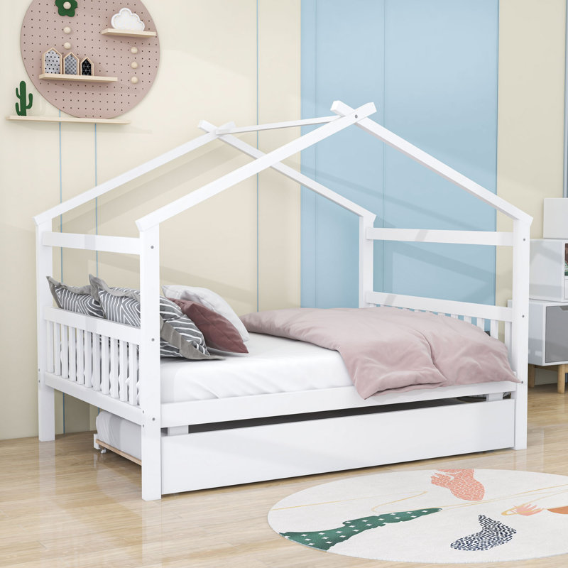 Lit plateforme avec couchette simple Prana, Double, Blanc