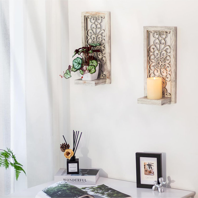 Set Of 2 Mirrored Wall Candle Holders