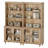 Sideboard Cabinet With Bar Hutch, Buffet Cabinet With Glass Doors And 5 Tier Shelve, Oak, 68''