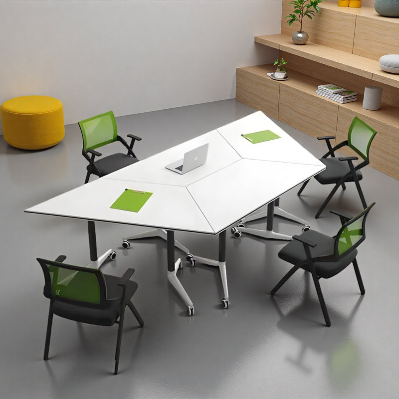 Ensemble de table de conférence pliable trapézoïdale modulaire mobile