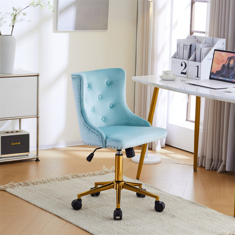 Matthias Task Chair Office Chairs Makeup chair, Gold, Light Blue