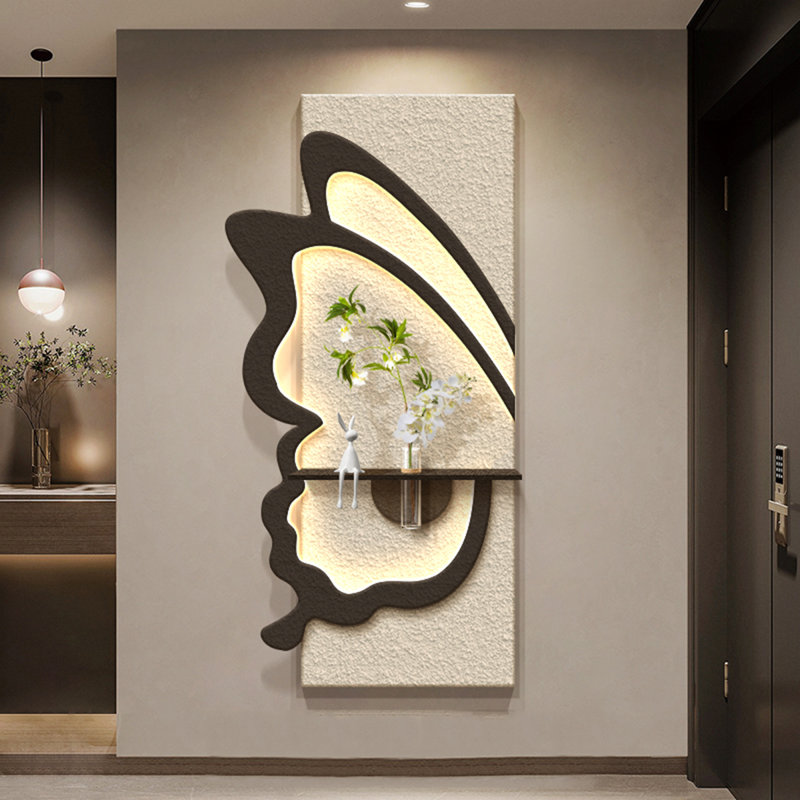 Art mural beige en bois manufacturé + grès, H 39,37 po x l 19,69 po