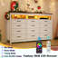 Commode 12 tiroirs 70,87 po, commode longue avec lumières DEL et station de charge, commode-1676625181