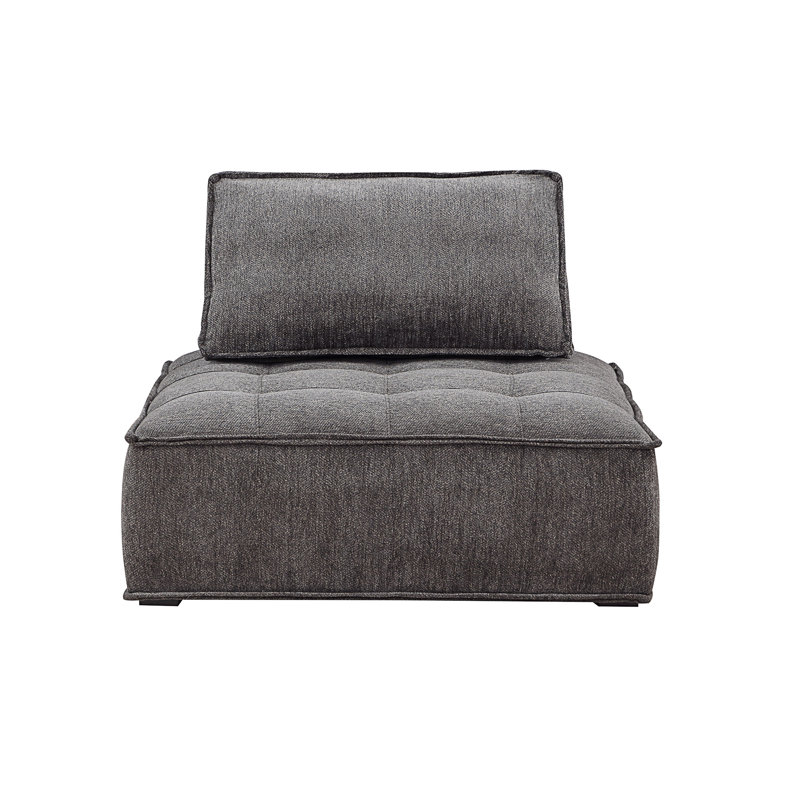 Chaise et demi capitonnée en velours l 41,3 po Kethia, 100 % polyester noir