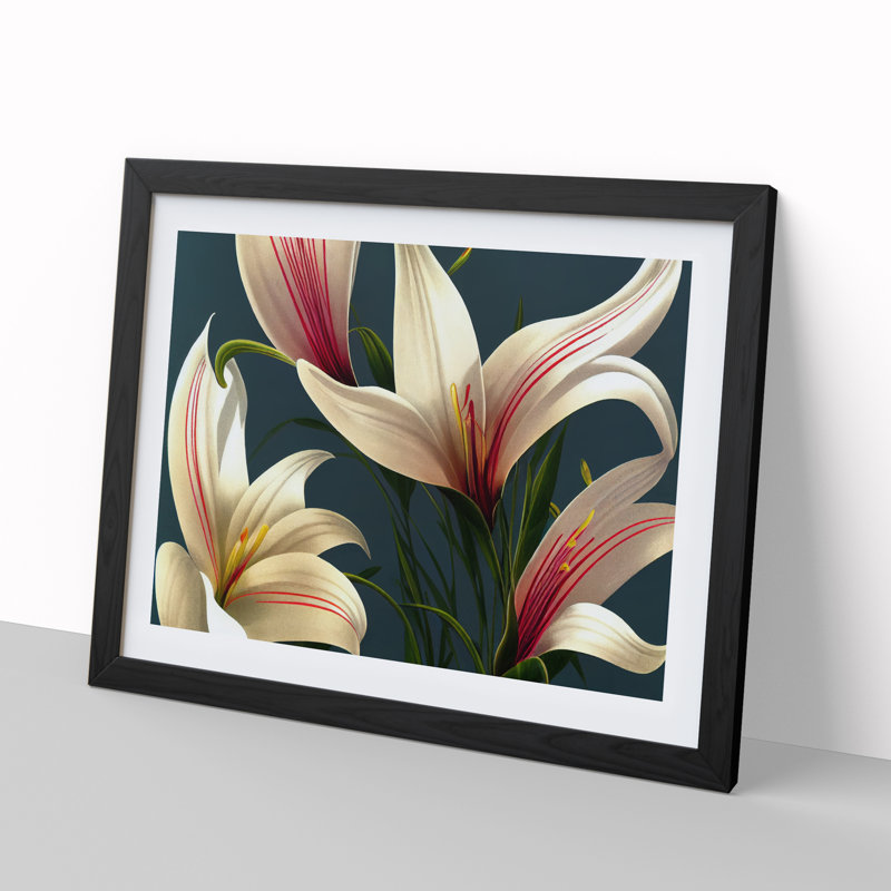 Bold Lily Flowers - Framed Print, Black Framed, 46cm H x 64cm W x 2cm D