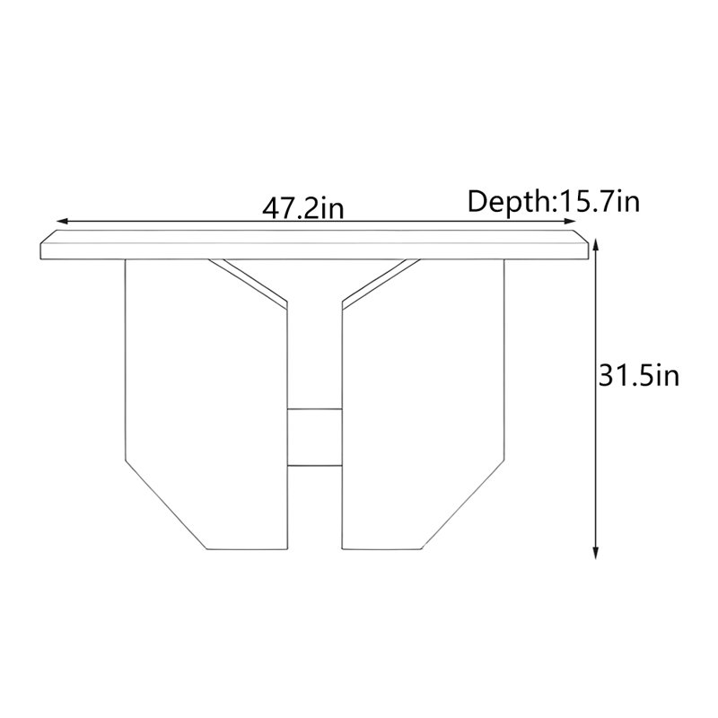 Console French French, H 31,5 po x l 47,2 po x P 13,8 po