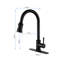 Robinet de cuisine tactile avec poignée rétractable à 360 degrés, acier inoxydable noir mat, contrôle de la température et du débit de l'eau à une poignée, corrosion, profondeur de 16,73 po, largeur de 10,31 po, hauteur de 2,52 po, poids de 4,73 lb