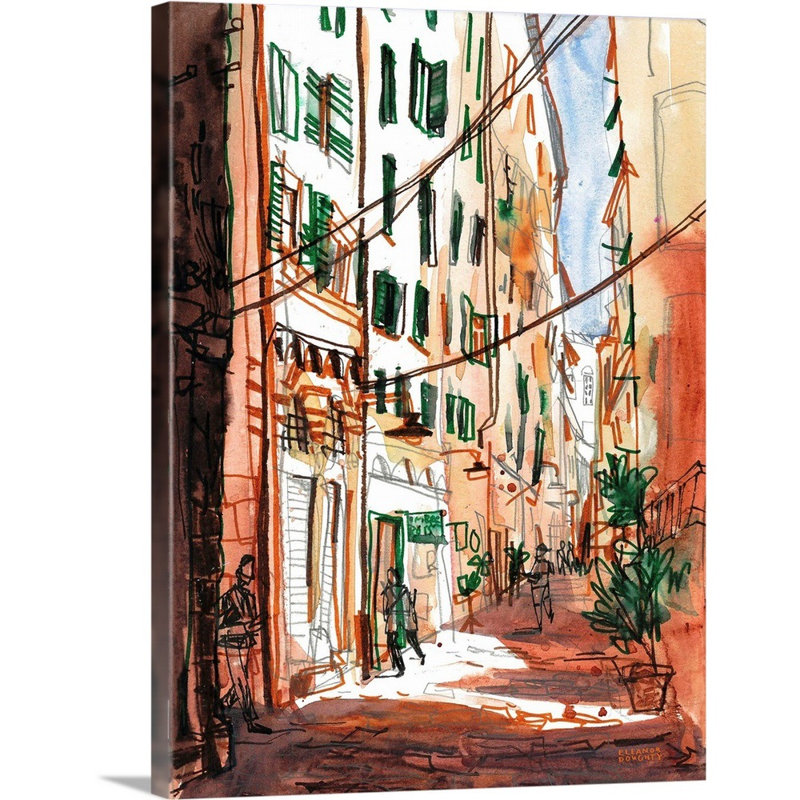 «Italian Alleyway - Genova» par Eleanor Doughty, reproduction d'art sur toile, Toile tendue, H 40 po x l 30 po x P 1,25 po