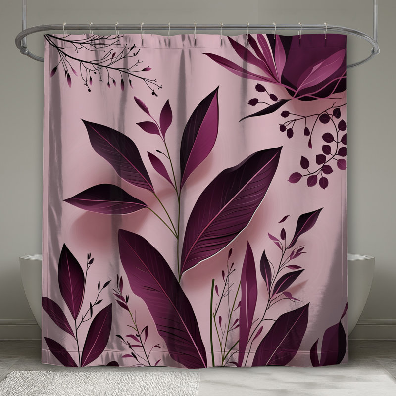 Rideau de douche à feuilles - Décoration florale de salle de bain moderne, 70 po L x 93 po H