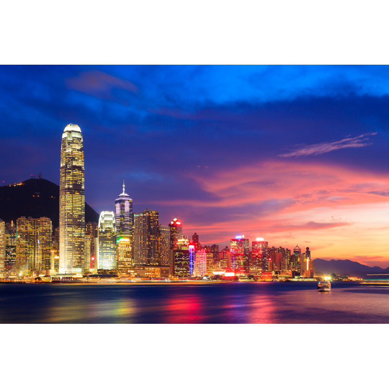 Esbern Hong Kong At Night - Wrapped Canvas Print, 30cm H x 46cm W x 3.8cm D
