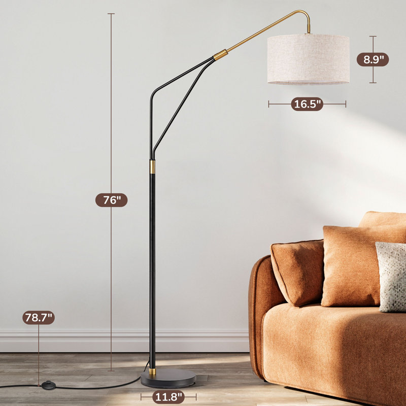 Lampe sur pied arquée 76 po avec télécommande et ampoule incluse