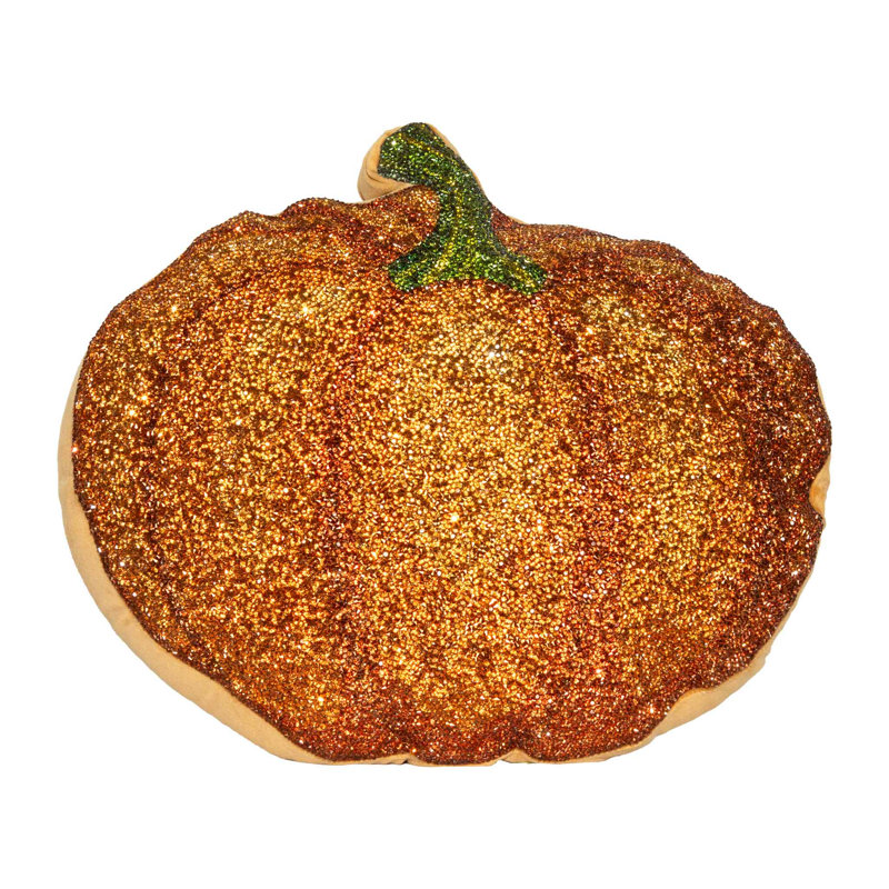 Coussin lumineux en forme de citrouille Sparkles Home | Jeté d'automne strass en velours 15 x 18 po
