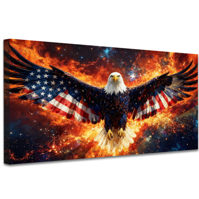 250 Years America Flag Canvas Wall Art Large Patriotic Eagle 250th Anniversary 1776-2026 Print American Flag Wall Decor for Living Room Office Ready to Hang 12×24 Inch