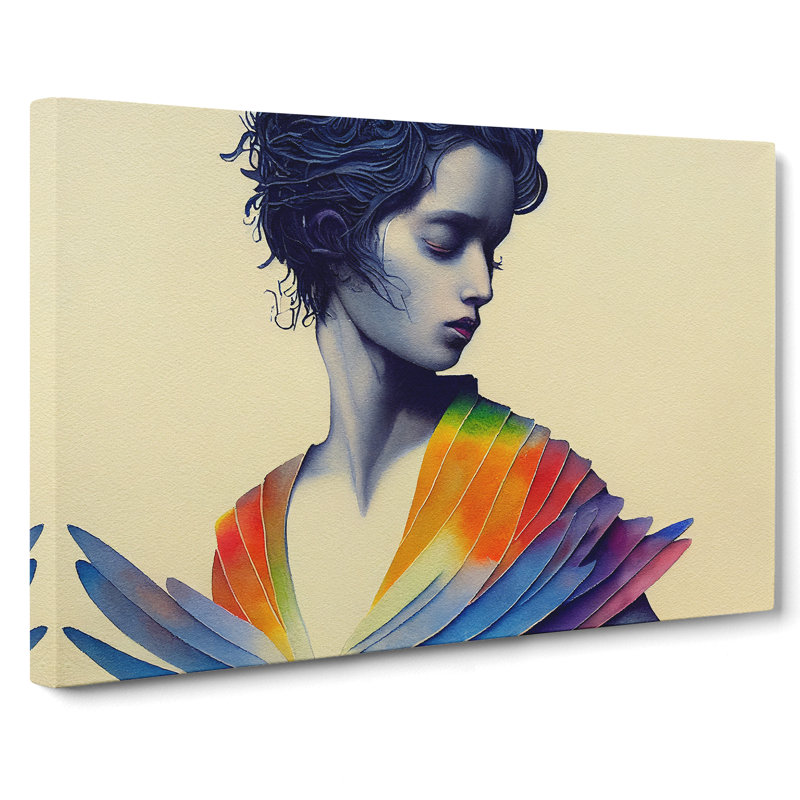 Woman In A Rainbow Abstract - Wrapped Canvas, 40cm H x 60cm W x 3cm D