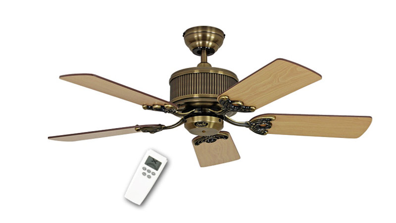 Allman 103cm Ceiling Fan, Antique Brass with Antique Oak and Beech Blades