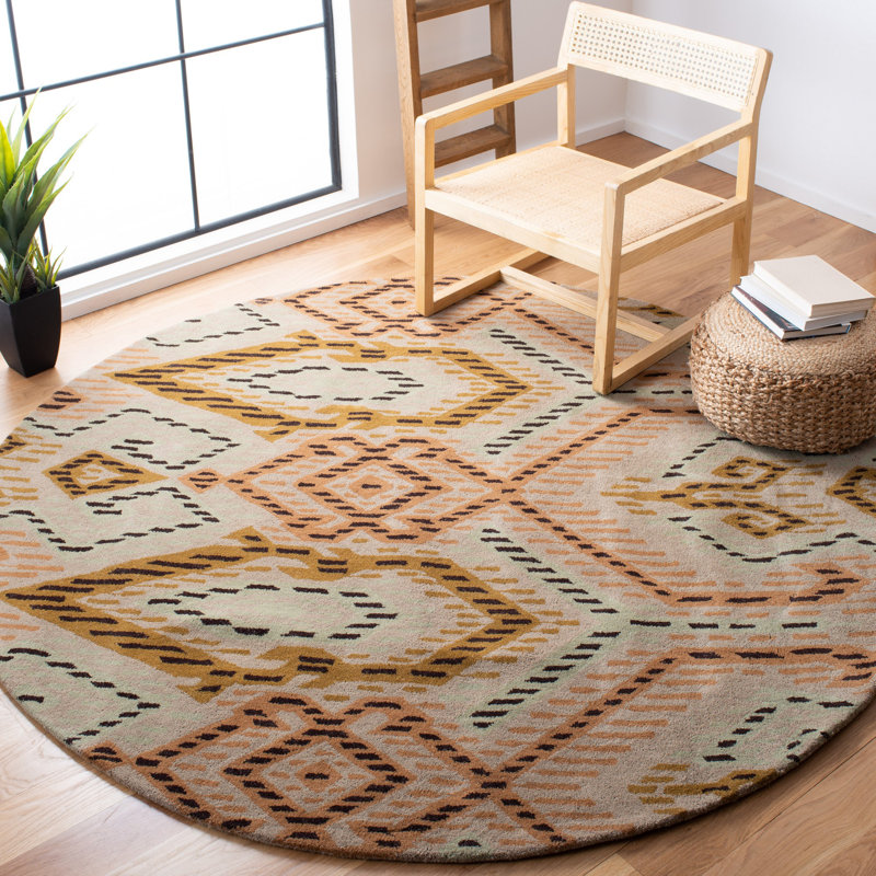 Eaton Wyndham Hand Tufted Wool Geometric Rug, Round 7'
