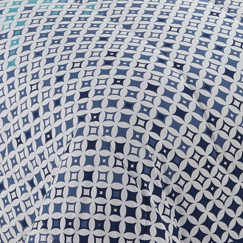 Genova Twin Blue and White Microfiber Bed in a Bag Set