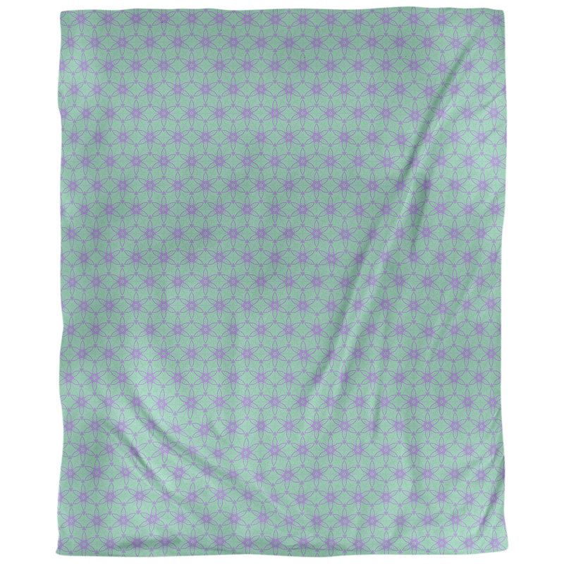 Tissu à cercles ornés, Vert / Mauve, L 58 po x l 36 po, Lin naturel paloma