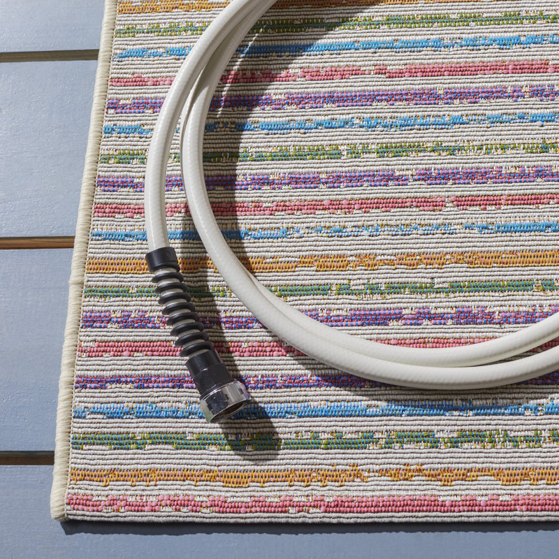 Donahue Performance Striped Indoor/Outdoor Area Rug, Rectangle 5'3" x 7'6"