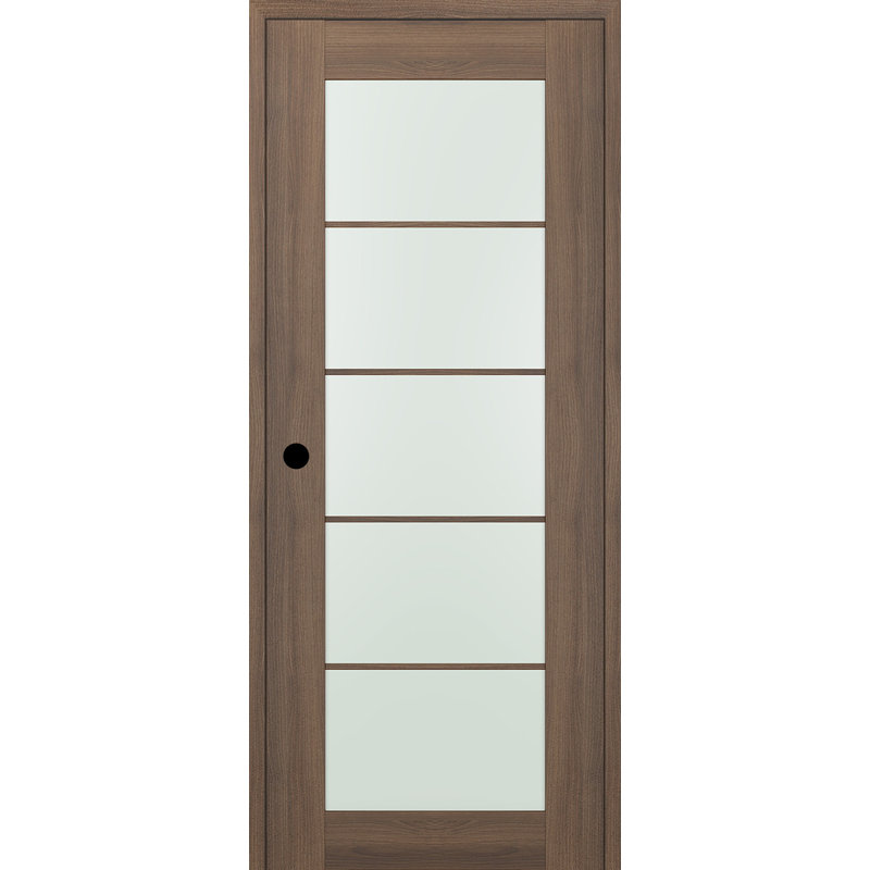 Porte standard préfinie en bois manufacturé et vitré Avon 5 Lite, 31,75 po x 95,24 po, Pacane, À droite