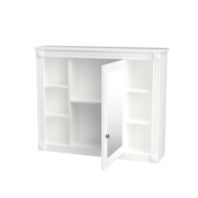 Étagère de miroir moderne pour salle de bain, 35 po x 28 po, construction, armoire de rangement murale spacieuse avec style, 6 tablettes ouvertes, solution polyvalente