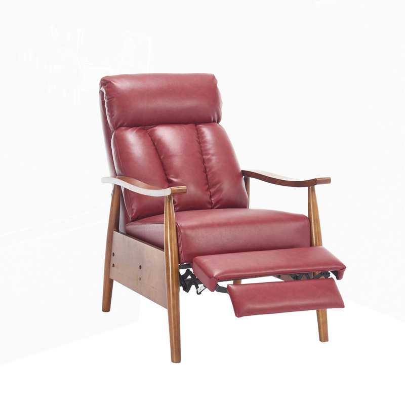 Fauteuil d'appoint moderne avec cadre en bois, Similicuir rouge vin