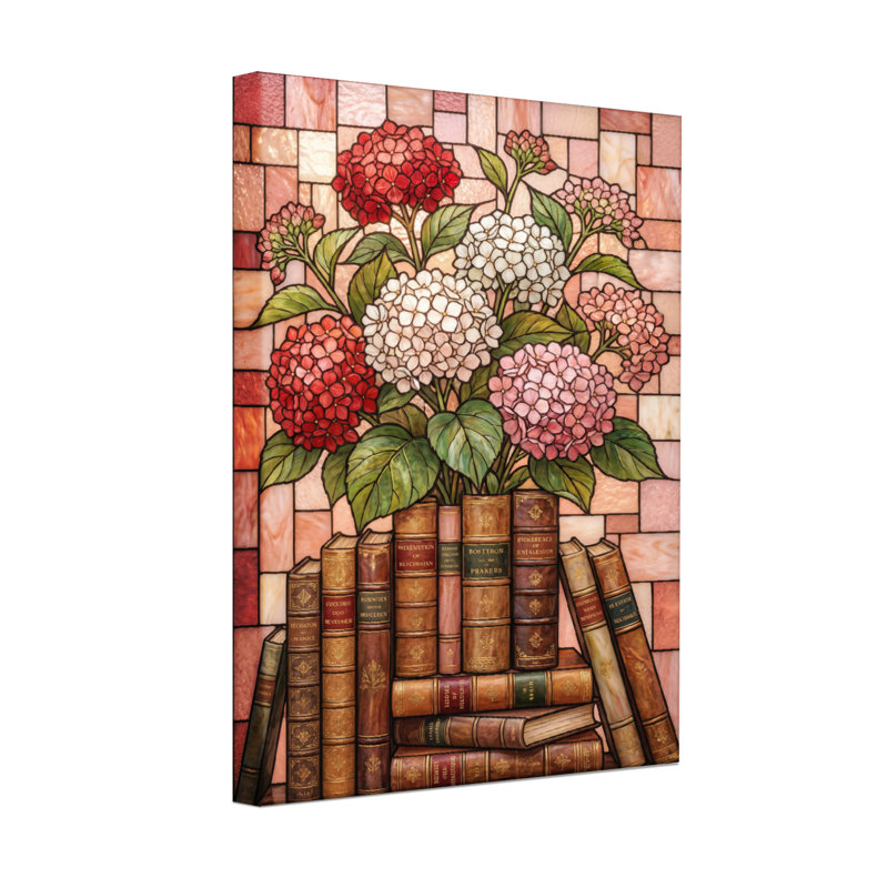 Plantes et fleurs, livres en verre coloré, reproduction d'art