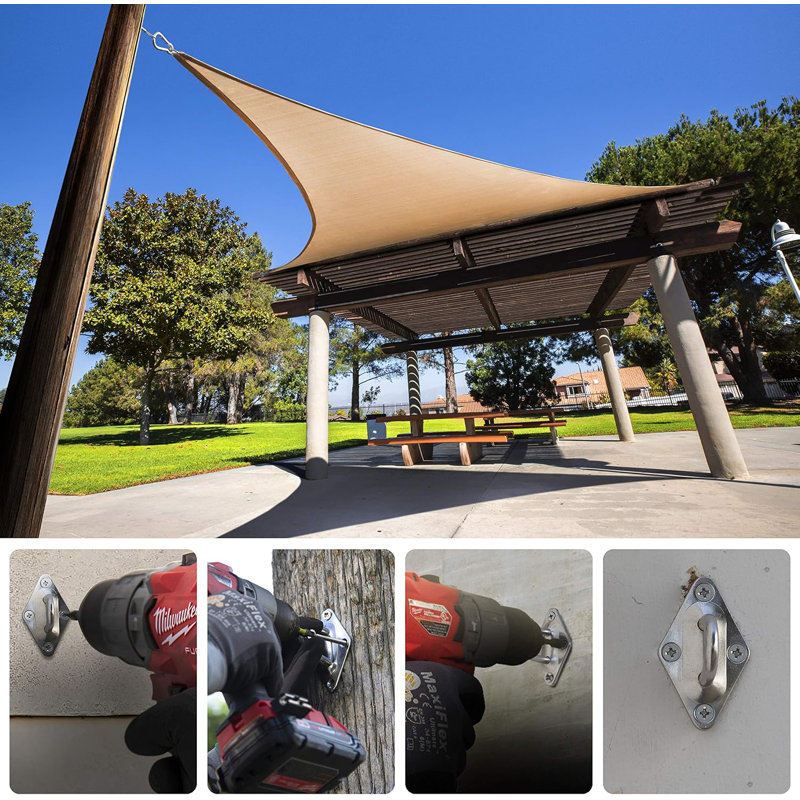 Amgo Hardware Kit Set for Triangle Sun Shade Sails Canopy (10 Inch Hardware Kit + Cables)