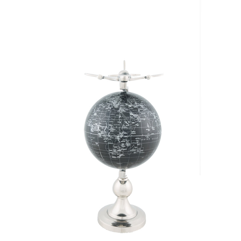 Brass Tabletop Globe, 18"H x 10" W x 8.5"D