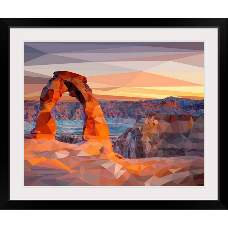 «Arches National Park - Low-Poly Art», impression, H 20 po x l 23 po x P 1 po, Cadre noir