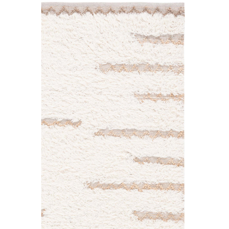 Natura Hand Woven Wool/Jute/Cotton Abstract Rug in Ivory/Natural, Square 6'